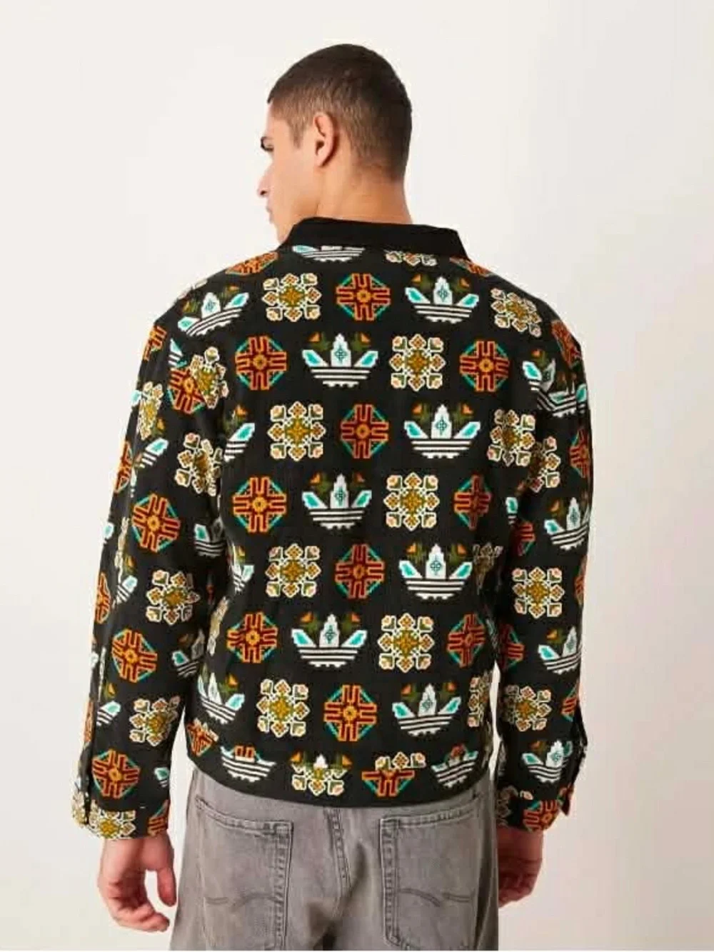 Adidas Monogram Allover Print Corduroy Coach Jacket - Men's size LARGE